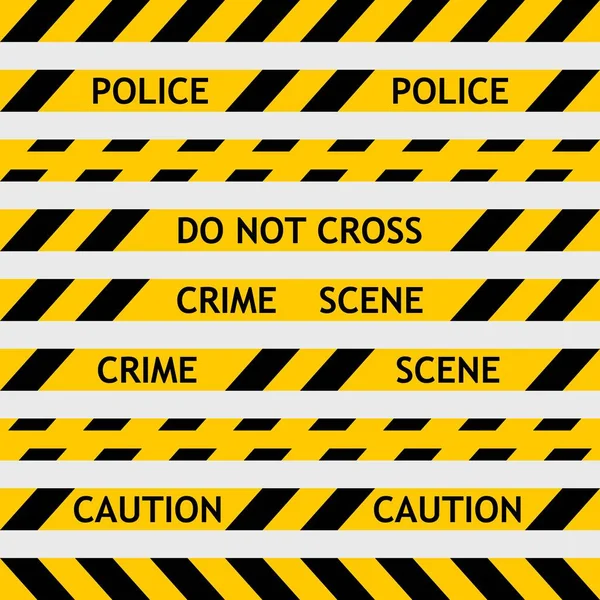 Set yellow police tape enclosing for forensics — Stock Vector