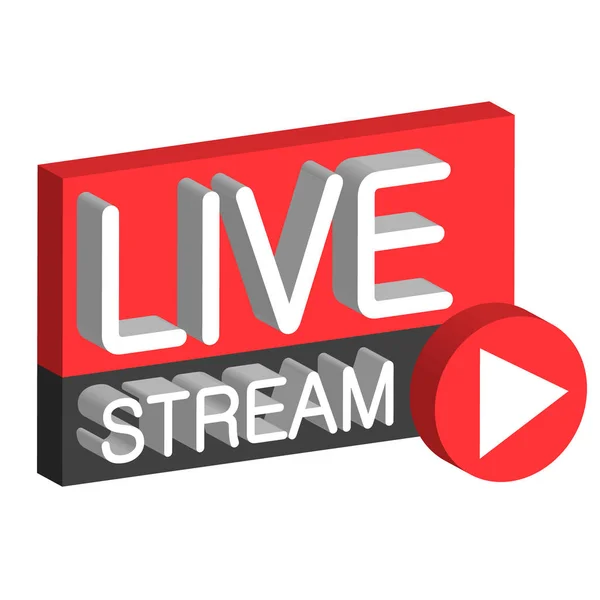 Live stream botão 3D —  Vetores de Stock