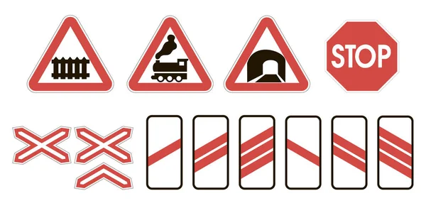 Attention signalisation routière avertissement ferroviaire — Image vectorielle