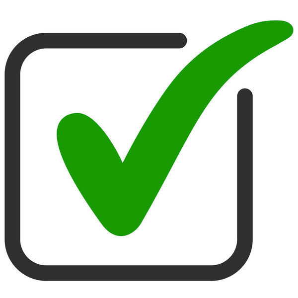 approved icon square with a green tick