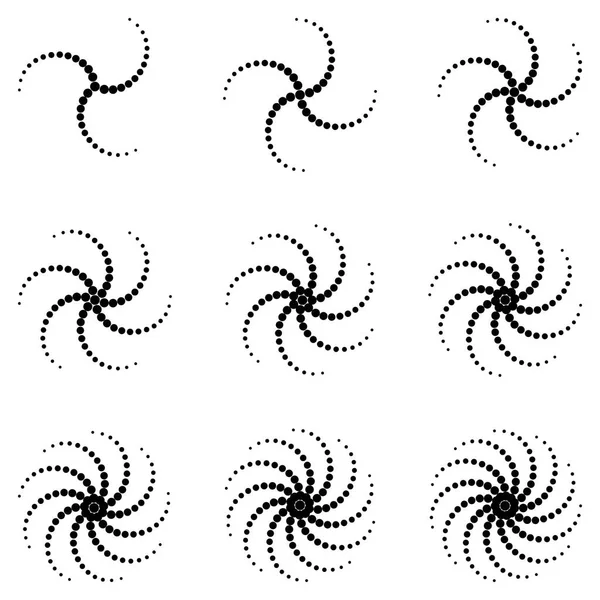 Definir o padrão espiral hélice de círculos pontos — Vetor de Stock