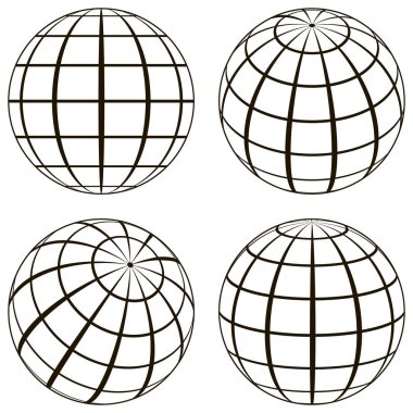 Set Küre, dünya kıvrımlarına teknik resim