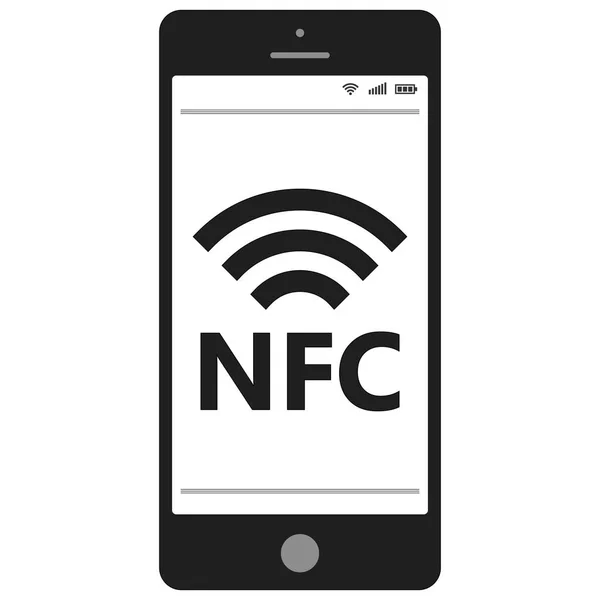 Cerca de comunicación de campo, teléfono móvil NFC — Archivo Imágenes Vectoriales