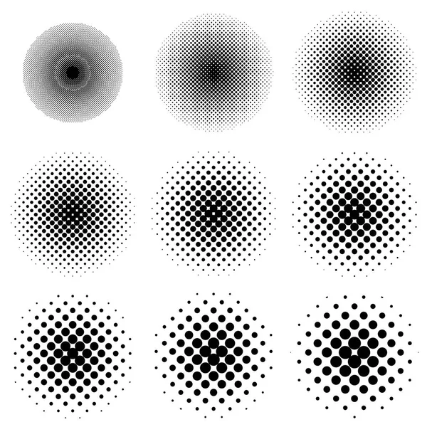 Ensembles de demi-tons, motif de points Ensembles de demi-tons vectoriels — Image vectorielle