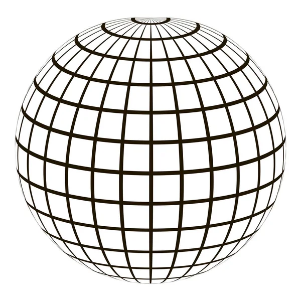 3D-Globus mit Koordinatenraster Meridian und parallel — Stockvektor