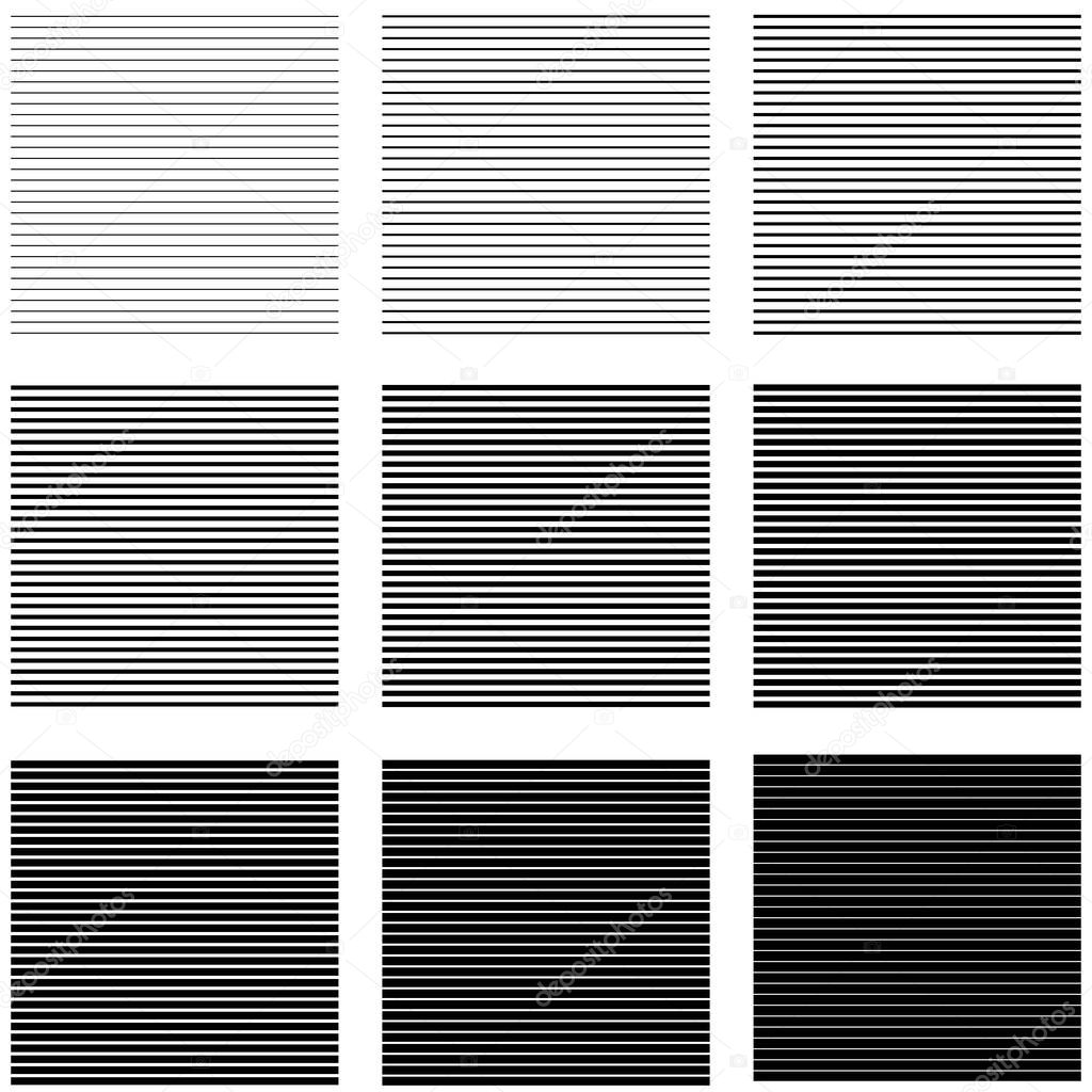 Set backgrounds horizontal lines and stripes with different thickness and intensity