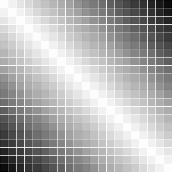 Pixel pozadí, přechod od černé k bílé demontovat pro čtvercové pixely, vektoru diagonální pruhy stupnice šedé barvy — Stockový vektor