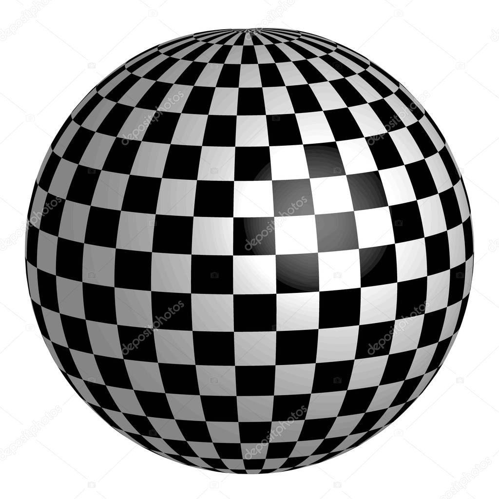 sphere with square pattern on surface, vector chess planet earth