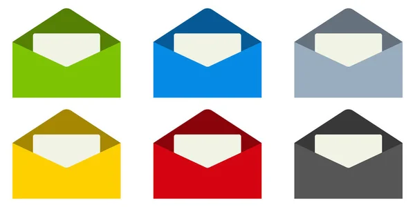 Φάκελος αλληλογραφίας ηλεκτρονικού ταχυδρομείου με ένα γράμμα στο εσωτερικό, διανυσματικό σετ — Διανυσματικό Αρχείο