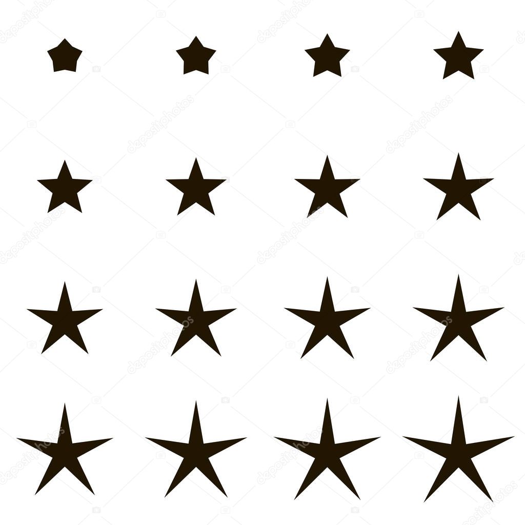 Set stars with different rays, angles, vector
