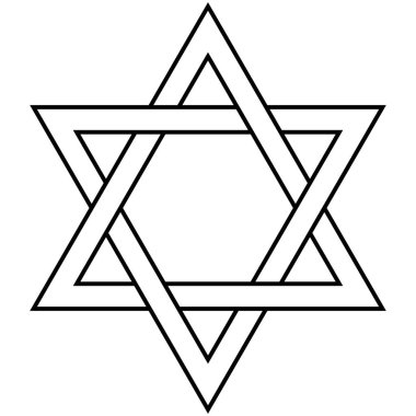 Davut'un yıldızı simge vektör sembolü İsrail Yahudilik