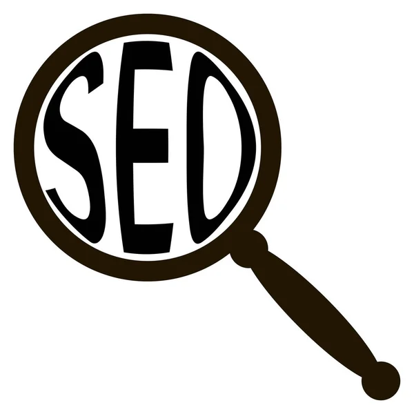 图标 seo 放大镜放大文本词 seo — 图库矢量图片