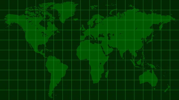 Weltkarte Erde, dunkelgrüner Radarschirm-Matrix-Stil — Stockvektor