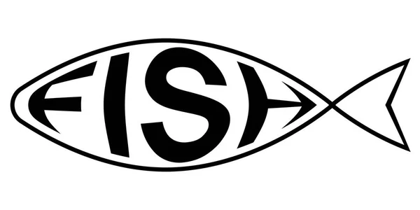 Logo es tienda de pescado con texto pescado en el interior, vector concepto de pesca — Vector de stock