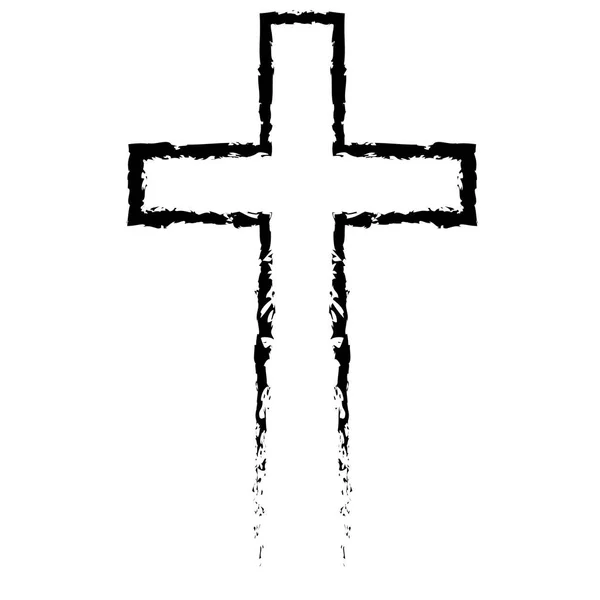 Abstracte christelijke kruis zwart in de hand getekende stijl — Stockvector