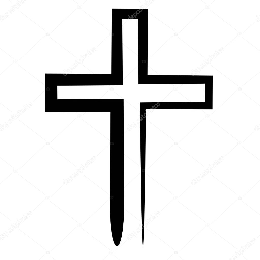 Hand drawn black grunge cross icon