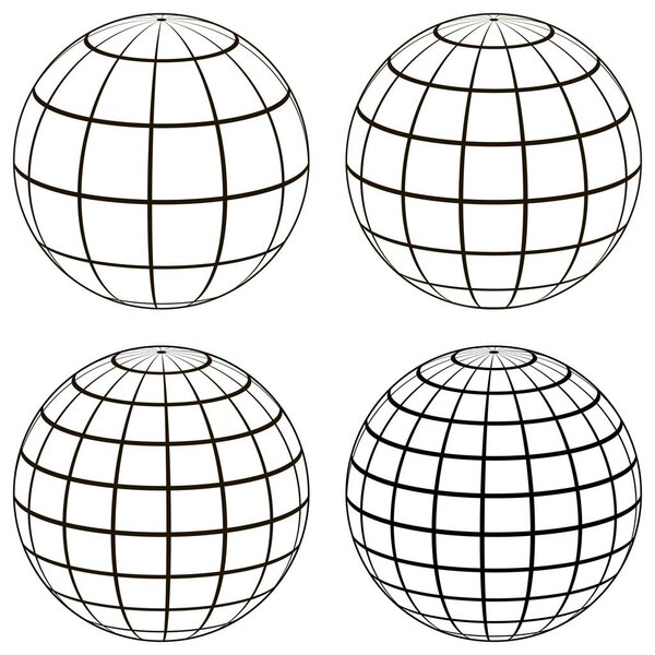 Установка трехмерной модели шаровой шаровой сферы Земли с координатной сеткой
,