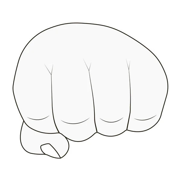 Main de l'homme serrée dans le poing, contours, concept vectoriel de force courage et opposition, club de combat logo — Image vectorielle
