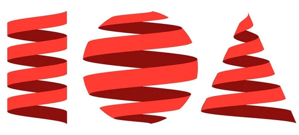 Conjunto de cinta 3D tira, centrada en las formas geométricas esfera, cilindro y cono, vector logotipo o decoración de vacaciones para el sitio web o aplicación móvil, fácil editar el color — Vector de stock