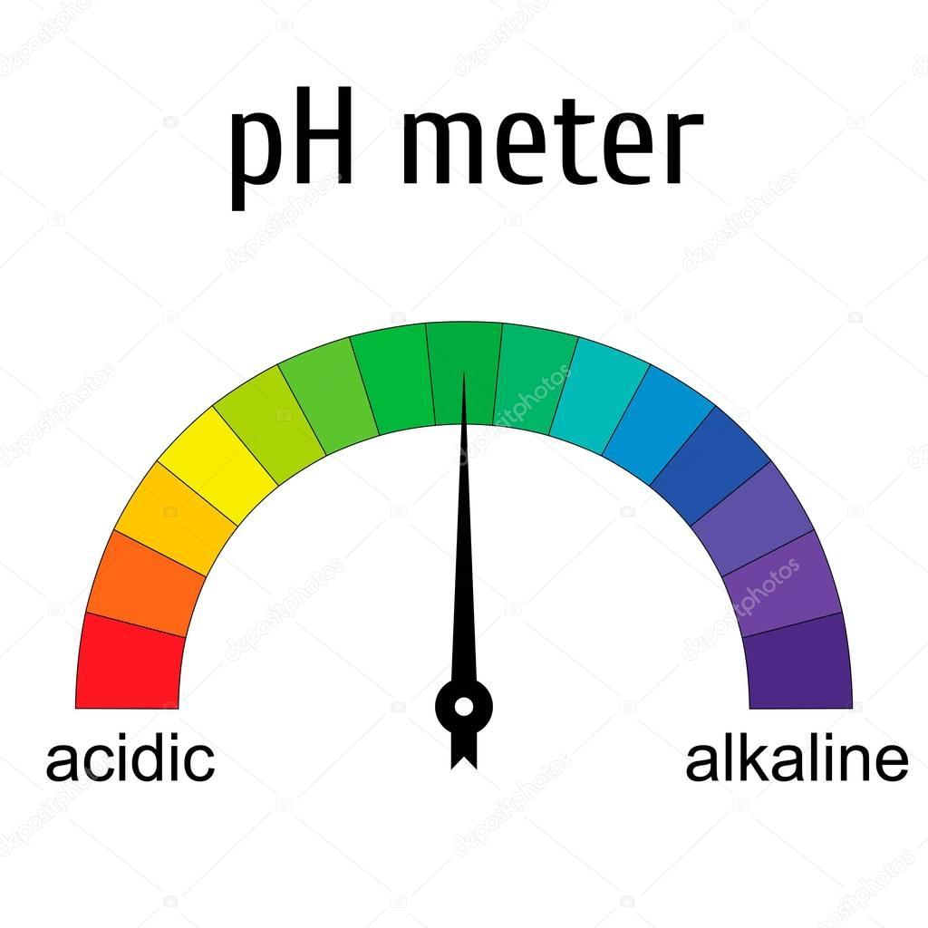 tester pH meter for measuring acid alkaline balance, the pH scale Colorful vector with arrow
