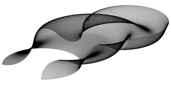 프랙탈 곡률 공간의 추상화 3d 입자 웨이브 메쉬 사이버 기술 스타일, 데이터 추상 미래 기술 그림 벡터 — 스톡 벡터