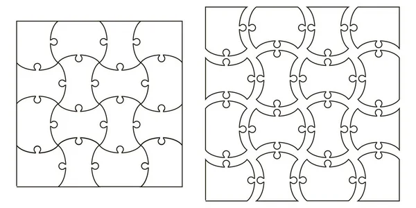 Definir o modelo de peças de quebra-cabeça, conjunto vetorial para a criação de peças de quebra-cabeça complexas, imagem aplicável a vários conceitos — Vetor de Stock