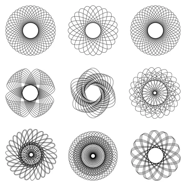 Mall hologram vattenstämpel, ange cirkulära mönster mandala, vektorgrafik abstrakt cirkulärt mönster skydd mot förfalskning — Stock vektor