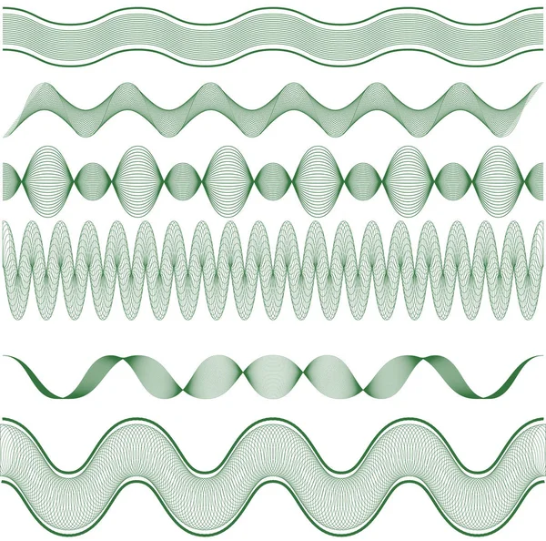 Conjunto horizontal Guilloche Borders para certificado o diploma vector guilloche elements for protection — Archivo Imágenes Vectoriales