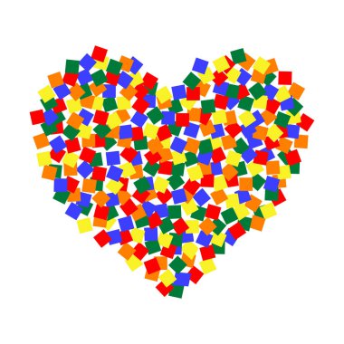 kalp LGBT renk piksel sanat, vektör Lgbt topluluk çok renkli kareler sticket kalp şekli
