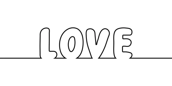 Word love text one line drawing, vector cartoon letters love the one line drawing — Stock Vector