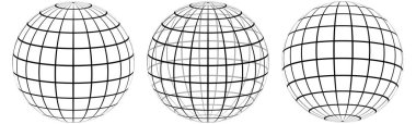 Vektör tel şablon graticule set graticule 3d küre meridyen ve paralel, yüzey meridyen ve buna paralel, alan çizgileri