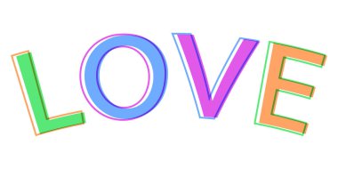 Word aşk minimalist tarzı renkli mektupları logo sembol işareti aşk vektör