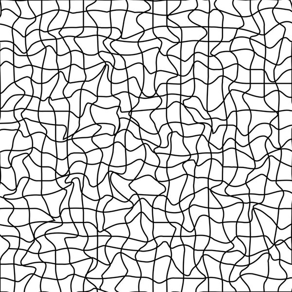 deformed mes grid, tangled maze, vector background of tangled lines threads, concept deformation mesh grid