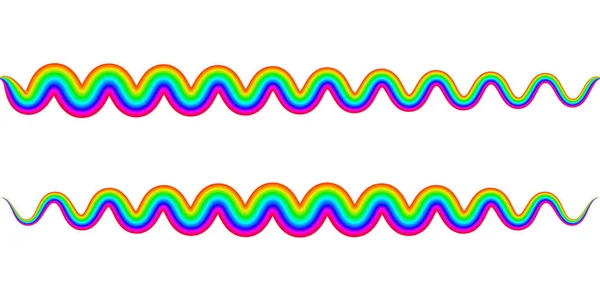 Arco iris zigzag onda de serpiente, símbolo de primavera ondulado, vector arco iris signo primavera — Vector de stock