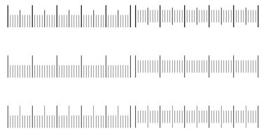 Analog bir metre, vektör şablon ölçekler birimleriyle milimetre, santimetre, mm, cm. Dikişsiz desen oluşturmak bir cetvel, termometre, metre için ölçekler için kesintisiz bir ölçek ayarlanır