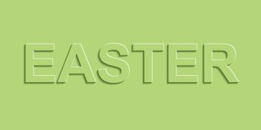 Afiş Paskalya yeşil pastel renk ile gölge ile tebrik, metin basit kağıt Paskalya afiş, Bahar stil vektör