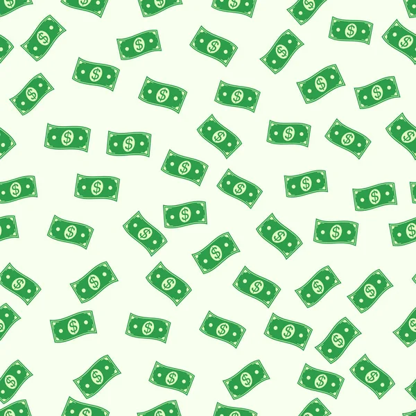 Varrat nélküli mintát a bankjegy cash money dollár vektor varratmentes háttérben zöld pénzt szimbólum gazdagság és a siker, papír ajándék csomagolás születésnapi képet a pénz dollár — Stock Vector