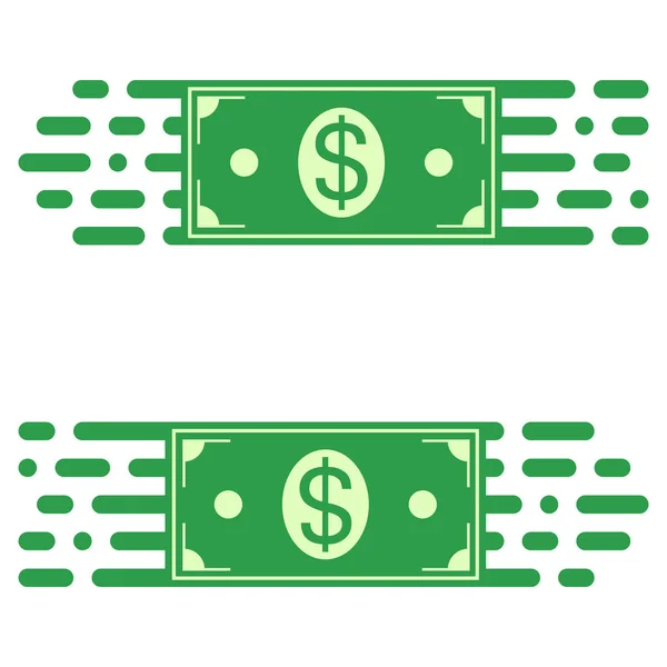 Logo fast transfer of money, a dollar bill in  quick motion. vector concept of rapid transfer of funds — Stock Vector