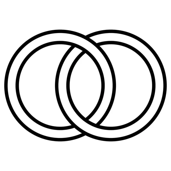 Ineinander greifende Kreise Symbolzeichen, Umrissringe. Kreise, Ringe Hochzeitskonzept Symbol — Stockvektor
