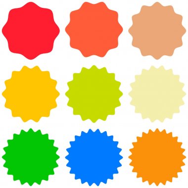 Şablon sunburst, şekiller rozetleri vektör yıldız patlaması promo patlama, patlama tasarım etiket promo için ayarla