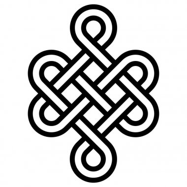 Uzun ömür ve sağlık, mistik düğüm iyi şanslar Feng Shui, oturum vektör sonsuz düğüm, sağlık sembol dövme