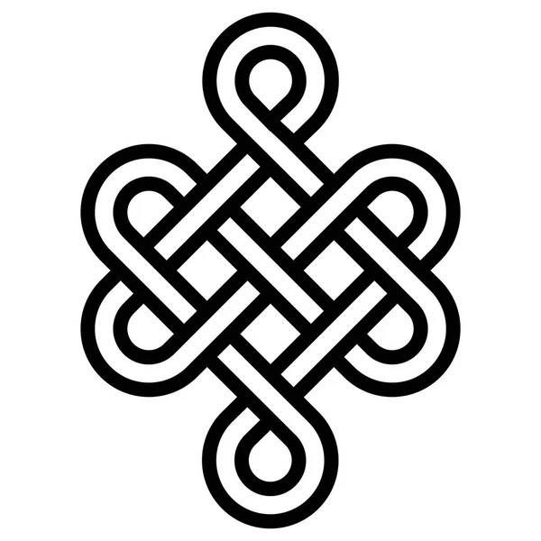 Мистический узел долголетия и здоровья, знак удачи Фэн Шуй, вектор бесконечности узел, татуировка символ здоровья — стоковый вектор