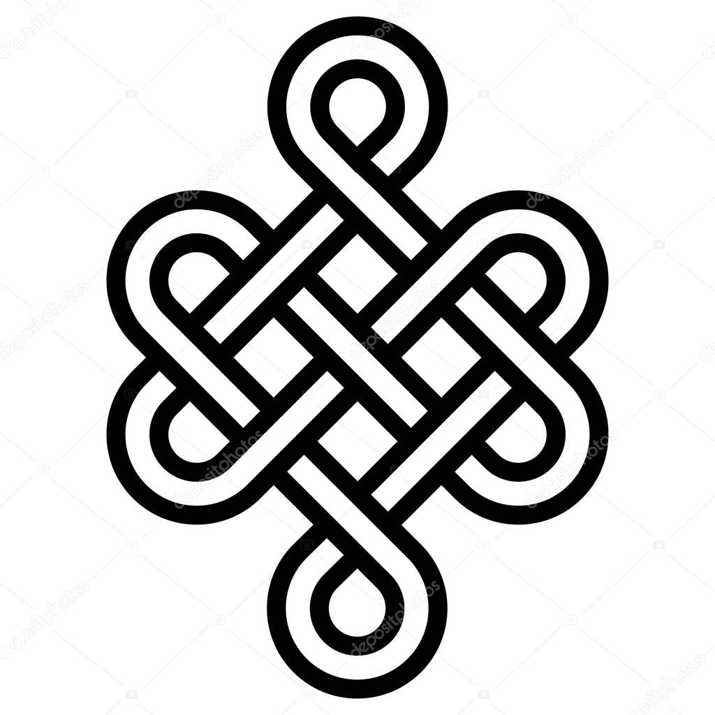 Mystical knot of longevity and health, sign  good luck Feng Shui, vector the infinity knot, health symbol tattoo