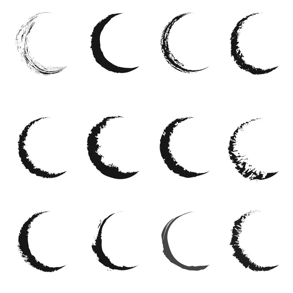 在白色上设置印记痕迹, 矢量咖啡和眼泪留下的杯子底部, 新月象征回教斋月月亮 — 图库矢量图片