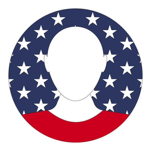Avatar ABD görüntü kontür kişi profili, vektör bayrak sohbet veya forum için ABD avatar — Stok Vektör