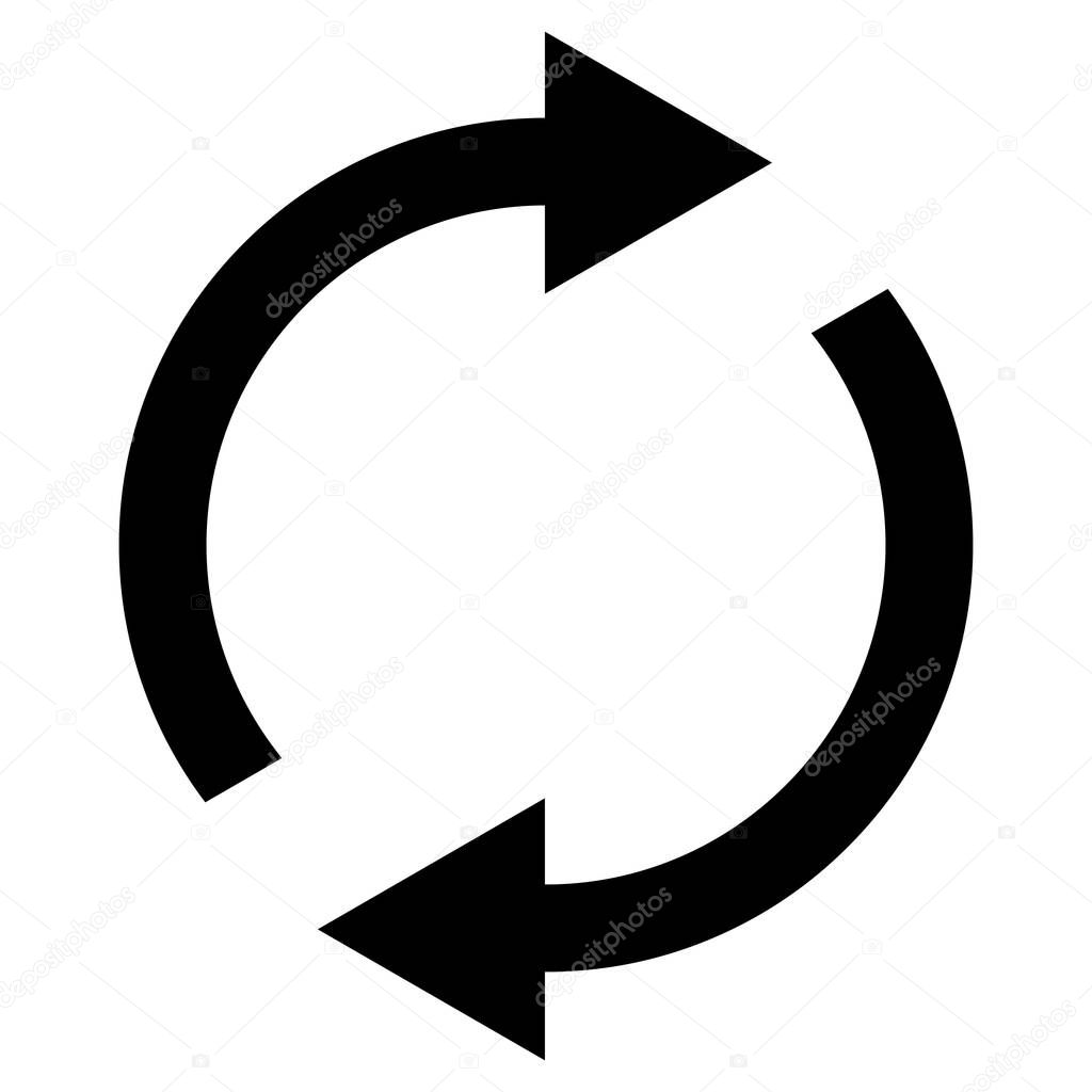 Icon swap resumes, spinning arrows in a circle, vector symbol sync, renewable product exchange, change renew