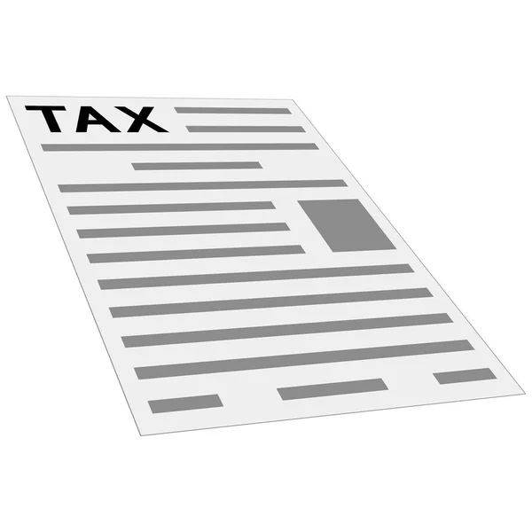 Icono de pago de formulario de impuestos, concepto, diseño, plantilla, primera página de declaración de impuestos, perspectiva isométrica, clipart de estilo plano — Archivo Imágenes Vectoriales