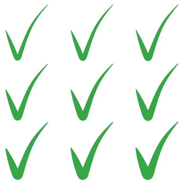Beállítás kullancs zöld jelölőjel helyes jelölőnégyzet, vektor kullancs zöld jelölőjel szimbólum a jóváhagyás — Stock Vector