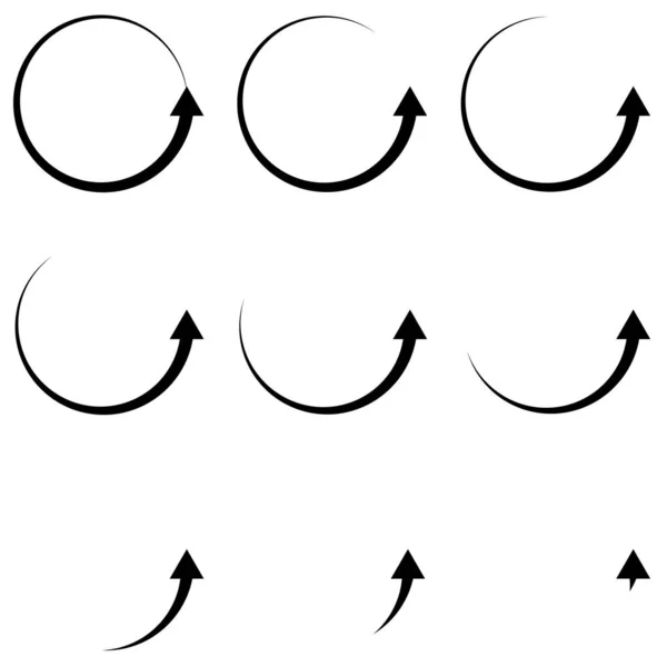 화살표 포인터 설정 원의 아이콘 벡터 원형 화살표 세그먼트 개발 및 진행에 대 한 포인터 — 스톡 벡터