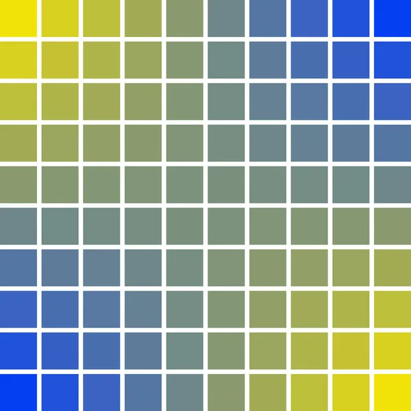Painéis pixel arte quadrados 10 x 10 azul e amarelo cor do sol e ondas do mar, ilustração vetorial pixel arte cores paz bem e prosperidade . — Vetor de Stock